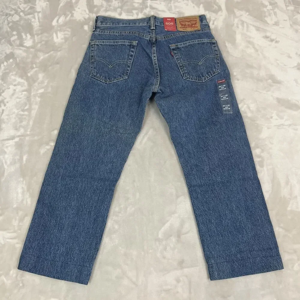 Levis 505 Jeans Mens 30 Straight Leg Rework Altered Hem Upcycling Project READ‎